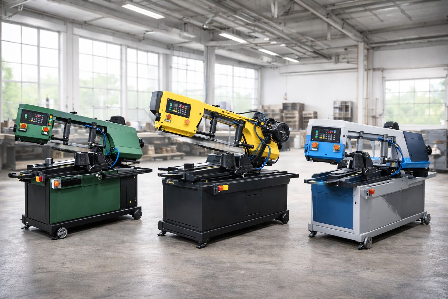 Ipari fémipari szalagfűrész – gép profil nézet