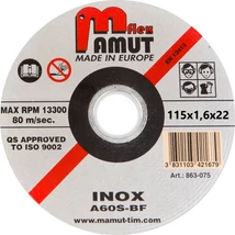 MAMUT TIM VÁGÓKORONG - PROFI-Al,Cu/115x1,6x22 mm