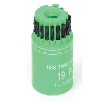 Csigafúró készlet HSS - 1-10 mm/19 részes