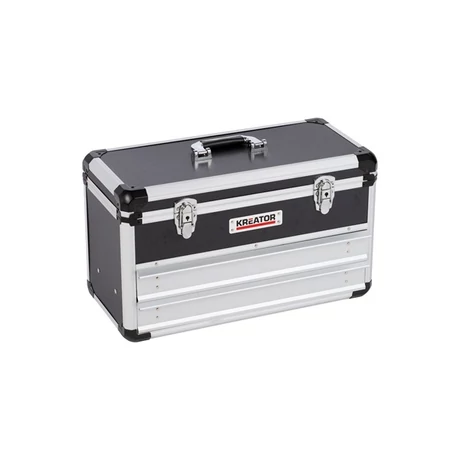 KREATOR Szerszámkoffer alumínium/fekete (KRT640602B) - 523x240x305 mm/2 db fiók