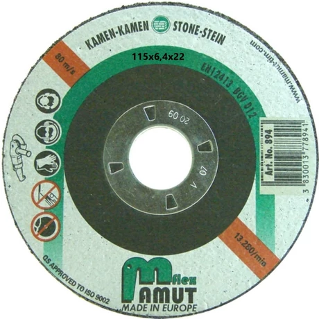 MAMUT TIM VÁGÓKORONG - PROFI-KŐ,ÖNTVÉNY/115x6,4x22 mm