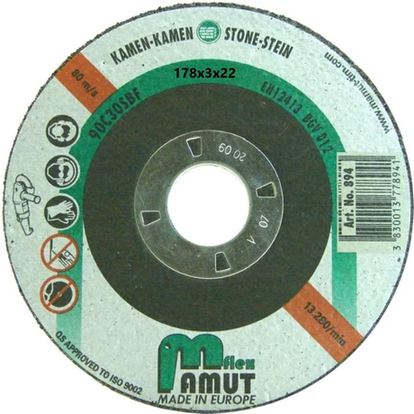 MAMUT TIM VÁGÓKORONG - PROFI-KŐ,ÖNTVÉNY/178x3x22 mm