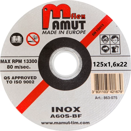 MAMUT TIM VÁGÓKORONG - PROFI-Al,Cu/125x1,6x22 mm