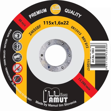 MAMUT TIM VÁGÓKORONG - PRÉMIUM-INOX/115x1,6x22 mm