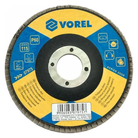 VOREL Lamellás csiszolótárcsa - univerzális/115x22,2/P40