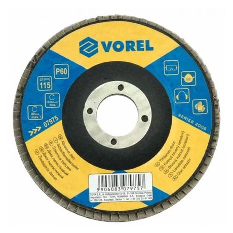 VOREL Lamellás csiszolótárcsa - univerzális/125x22,2/P60