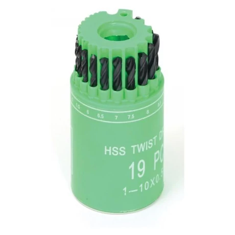 Csigafúró készlet HSS - 1-10 mm/19 részes