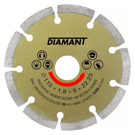 DIAMANT Gyémánt vágótárcsa szegmentált- 180x1,8x5x22,2 DIAMANT Gyémánt vágótárcsa szegmentált- 180x1,8x5x22,2