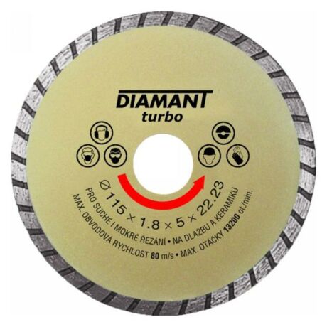 DIAMANT TURBO Gyémánt vágótárcsa - 115x1,8x5x22,2