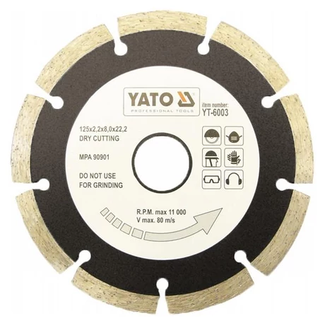 YATO Gyémánt vágótárcsa szegmentált - 180x2,5x8,0x22,2