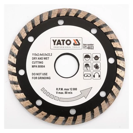 YATO TURBO Gyémánt vágótárcsa - 115x2,4x8,0x22,2