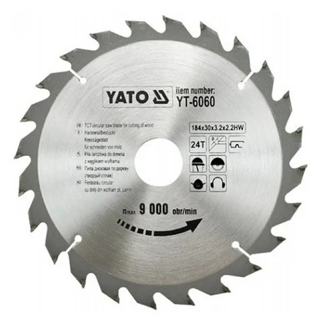 YATO TCT Fűrésztárcsa fához vídiás - 184x2,2x30x24 HW
