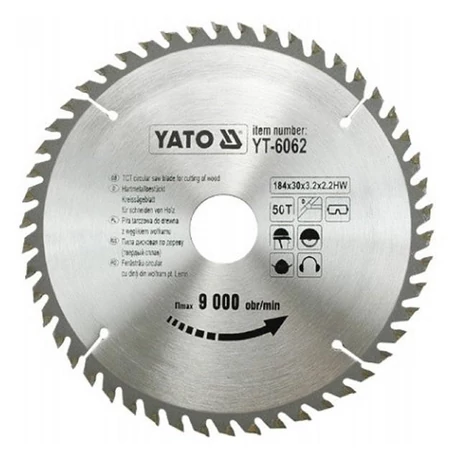 YATO TCT Fűrésztárcsa fához vídiás - 184x2,2x30x50 HW YATO TCT Fűrésztárcsa fához vídiás - 184x2,2x30x50 HW