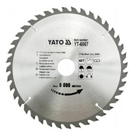 YATO TCT Fűrésztárcsa fához vídiás - 210x2,2x20x18 HW