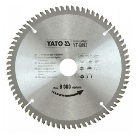 YATO TCT Fűrésztárcsa alumíniumhoz - 210x2,2x30x72 HW