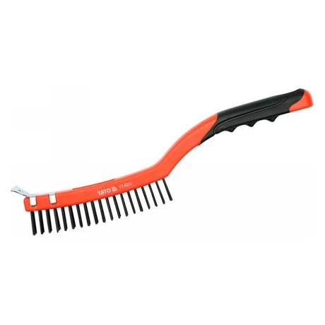 YATO Drótkefe acél sörtével, kaparóval - 3 soros/340 mm