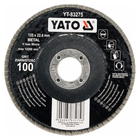 YATO Lamellás csiszolótárcsa - univerzális/125x22,2/P40