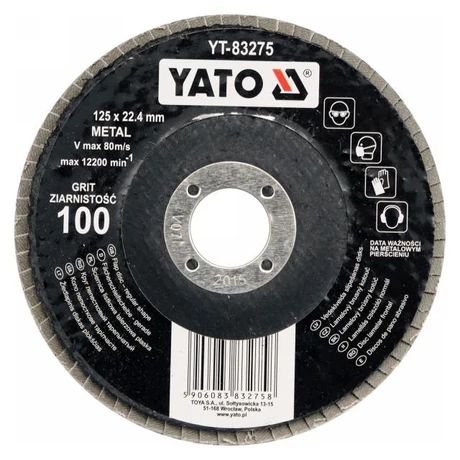 YATO Lamellás csiszolótárcsa - univerzális/125x22,2/P100